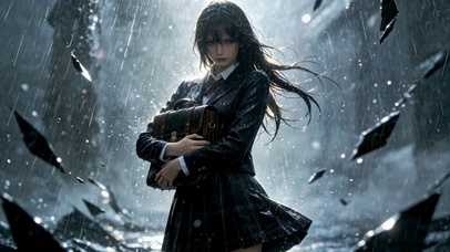 雨天氛围感JK美少女