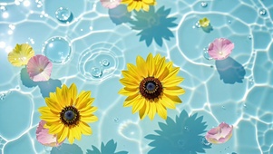清凉水面小花