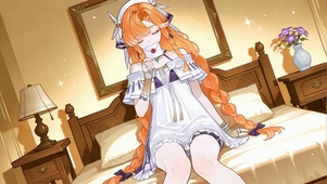 暖光卧室里的西格莉卡