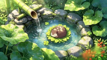 流水池里睡着的小萌物