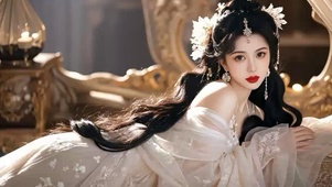 古风梳妆镜前侧躺美女