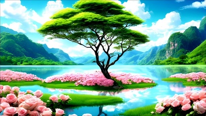 绿色护眼世外桃源美景