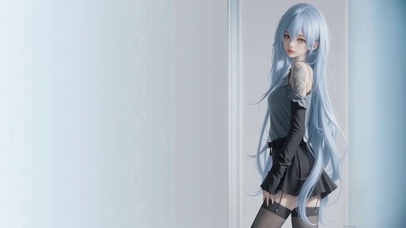 黑丝长发可爱美少女