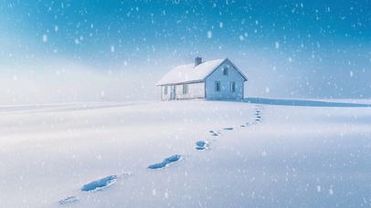 唯美的小屋雪景