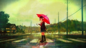 唯美雨中少女