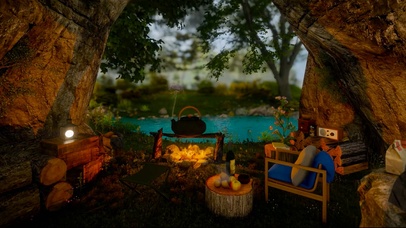 山洞篝火露营