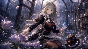 雨天花房的银发女仆美少女