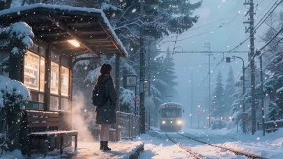下雪的车站