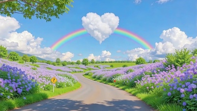 郊外蓝天彩虹心云