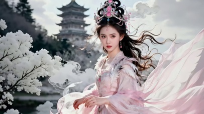 仙气飘飘粉色衣裙修仙美女女神1