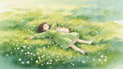 治愈草地上女孩