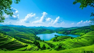 护眼绿色山水
