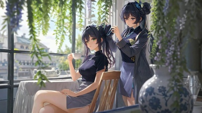 窗边紫藤下少女龙华妃咲