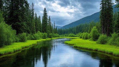 护眼绿色清新自然河流