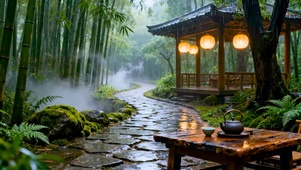 雨天竹林小路