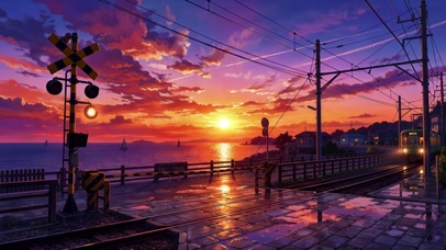 临海落日列车