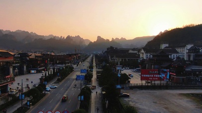 4K张家界奇山日落自然风景