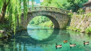 小桥流水人家和小鸭