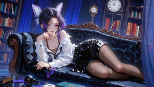 慵懒书房黑丝蝴蝶忍少女