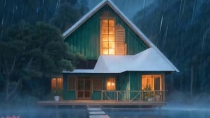 雨天荷叶带鱼屏