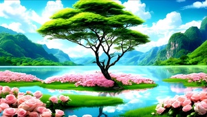 绿色护眼世外桃源美景