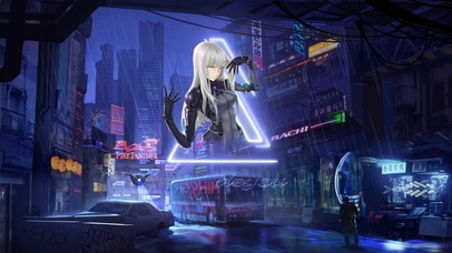 赛博朋克城市夜景