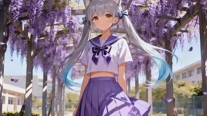 紫藤花下的猫耳心跳