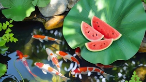 夏日小溪流水锦鲤