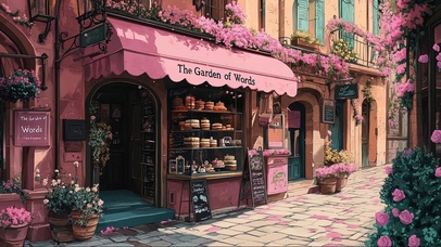 城市街角樱花粉色商店