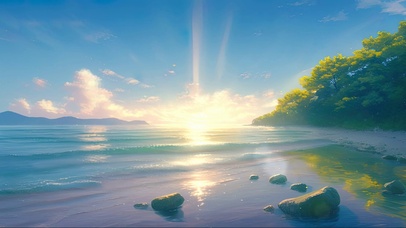 清新静谧海岛海岸