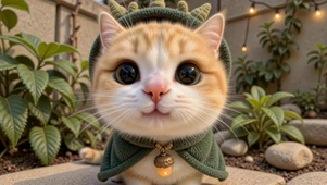 戴恐龙披风的可爱橘猫