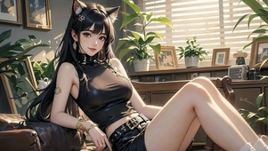 4K 二次元猫耳少女