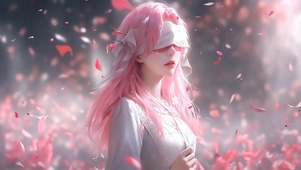 粉色蒙眼少女，画质修复版