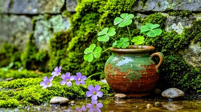 治愈墙角幸运草4K