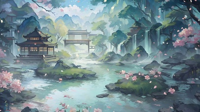 中国风诗意山水画