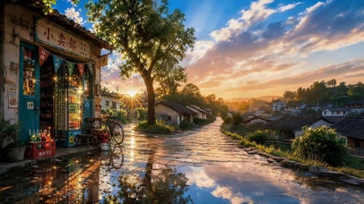 雨后的小镇