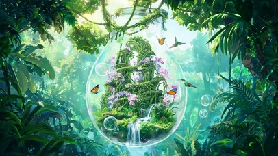 护眼绿景树木河流