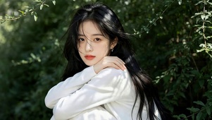 小清新绿荫下女孩