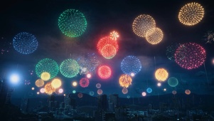 城市夜晚烟花