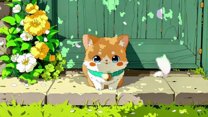 门口的可爱小橘猫