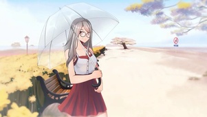 撑伞的女孩