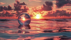 唯美大海落日云朵水珠