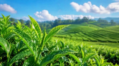 晨露清新茶园自然风光