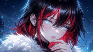 暗夜红发酷飒二次元美少女
