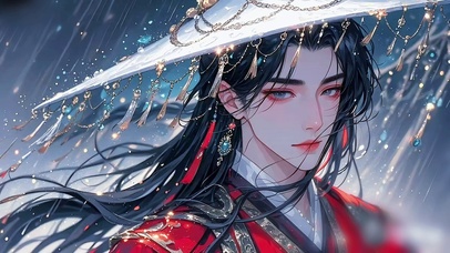 古风动漫帅哥-雨中客