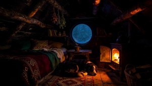 寒冬林间小屋