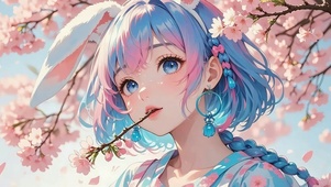 柔风里兔樱少女（4K动态静音）