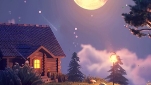 护眼夜景树木房屋带鱼屏