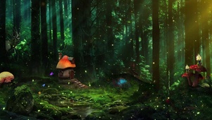 梦幻森林深处蘑菇屋