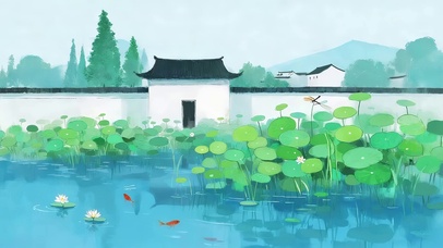 荷花池塘